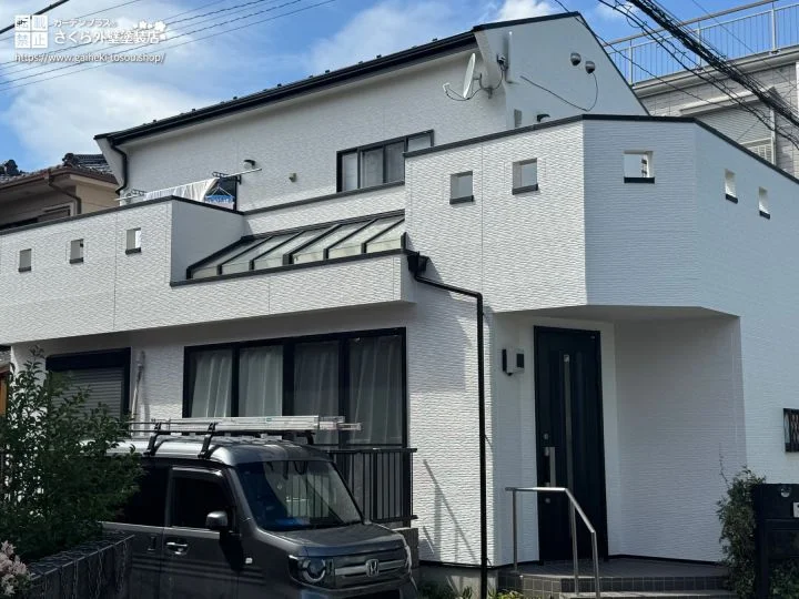 No.644 高耐候性の塗料で長く綺麗な外壁に生まれ変わったホワイト色の外壁塗装・屋根塗装工事